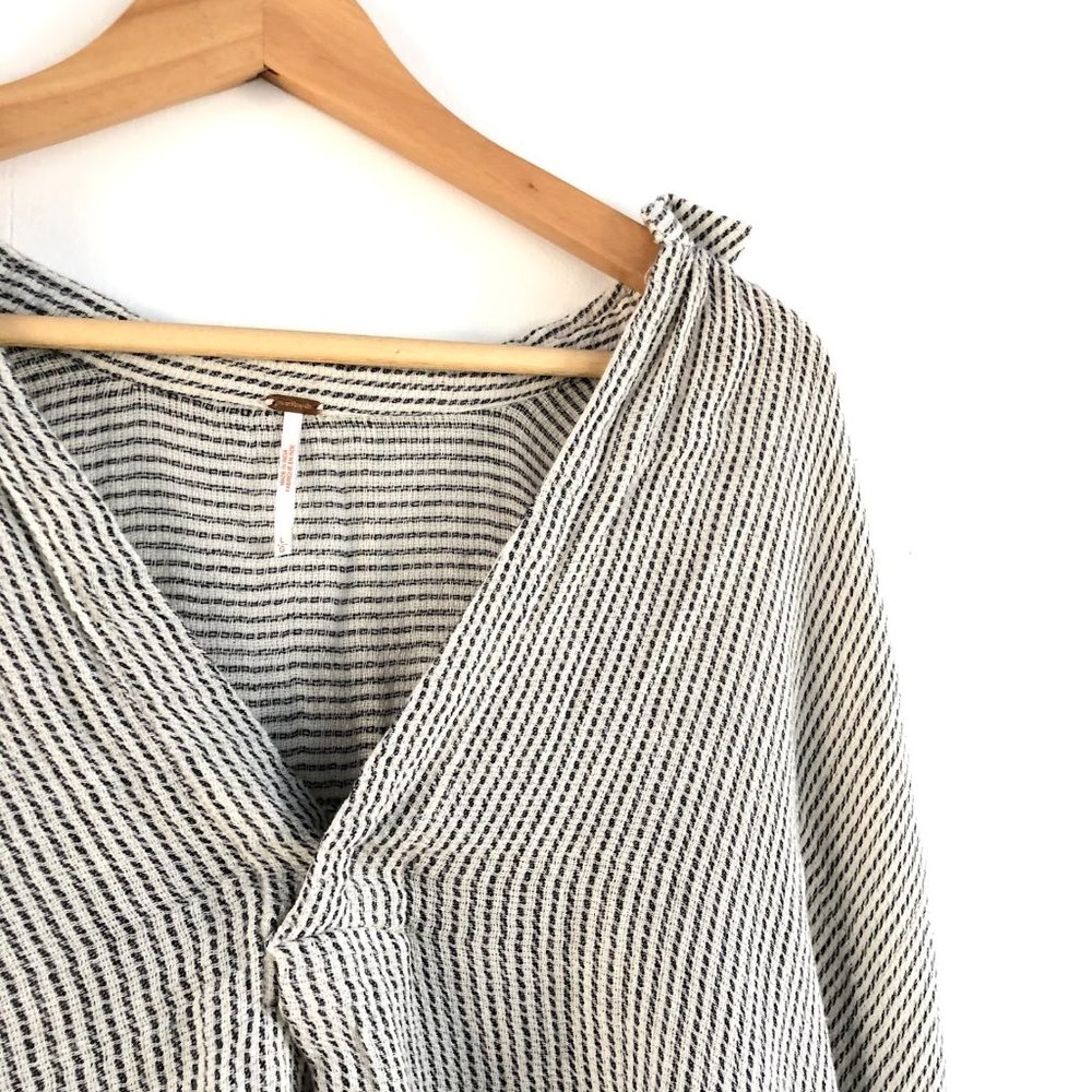 Free People Oversized Cotton Pinstriped Top Size L